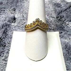 Sterling Silver Gold Plated Crown Design Ring Size 9